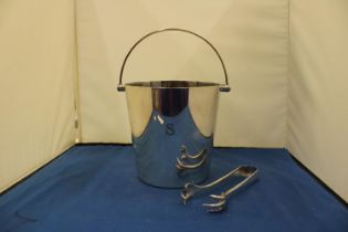 A MAPPIN AND WEBB PRINCES PLATE LONDON AND SHEFFIELD ICE BUCKET AND TONGS