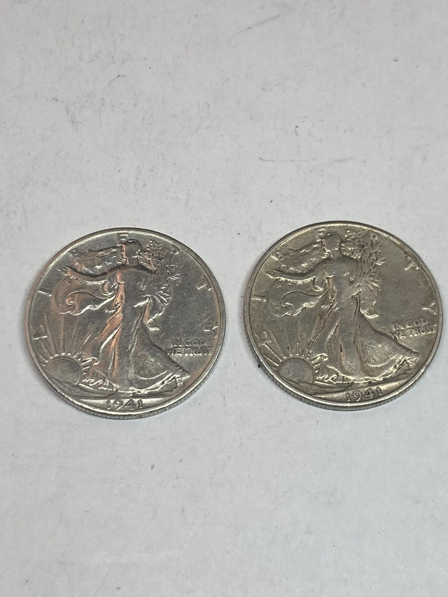 TWO SILVER 1941 AMERICAN HALF DOLLARS