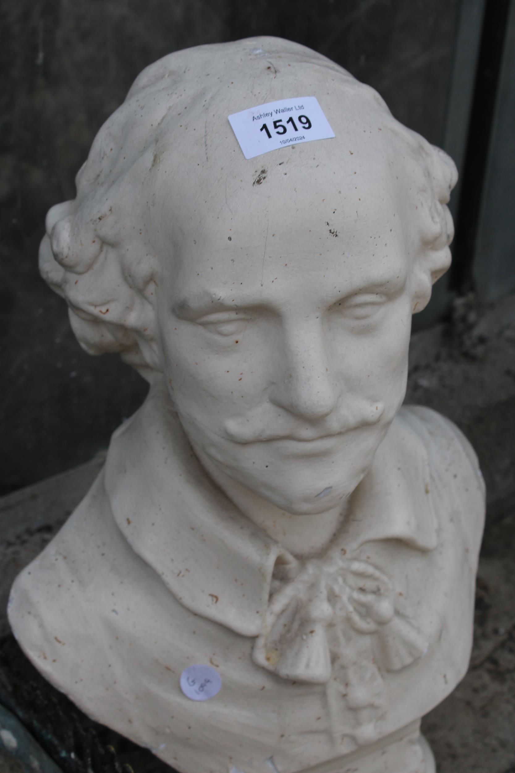 A PLASTER BUST OF A MALE FIGURE - Image 2 of 2