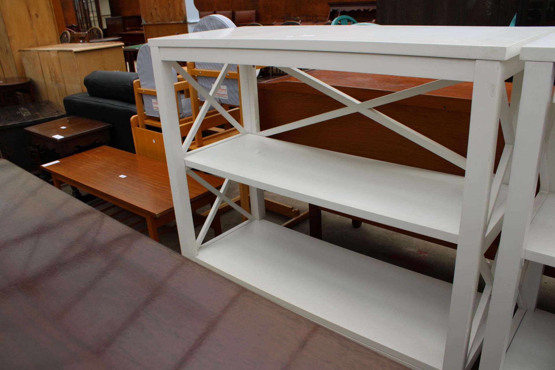 A WHITE OPEN STORAGE SHELF, 44" X 18" - Image 2 of 2