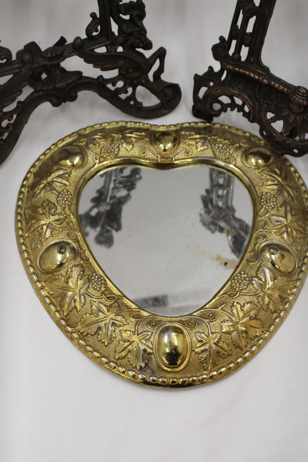 TWO HEAVY VINTAGE BRASS PHOTO FRAMES WITH ORNATE DECORATION AND REGISTRATION NUMBER TO THE BACK, - Image 2 of 5