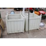 TWO LARGE SQUARE WOODEN PLANTERS