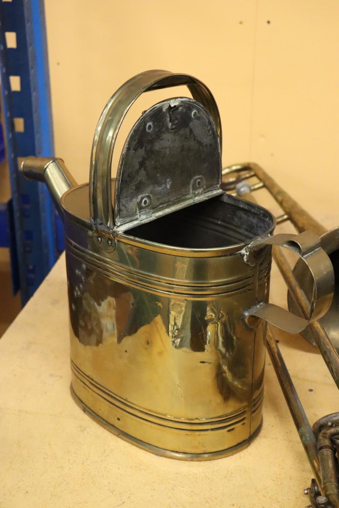 TWO BRASS WATERING CANS, ONE MISSING THE HANDLE - Image 4 of 5