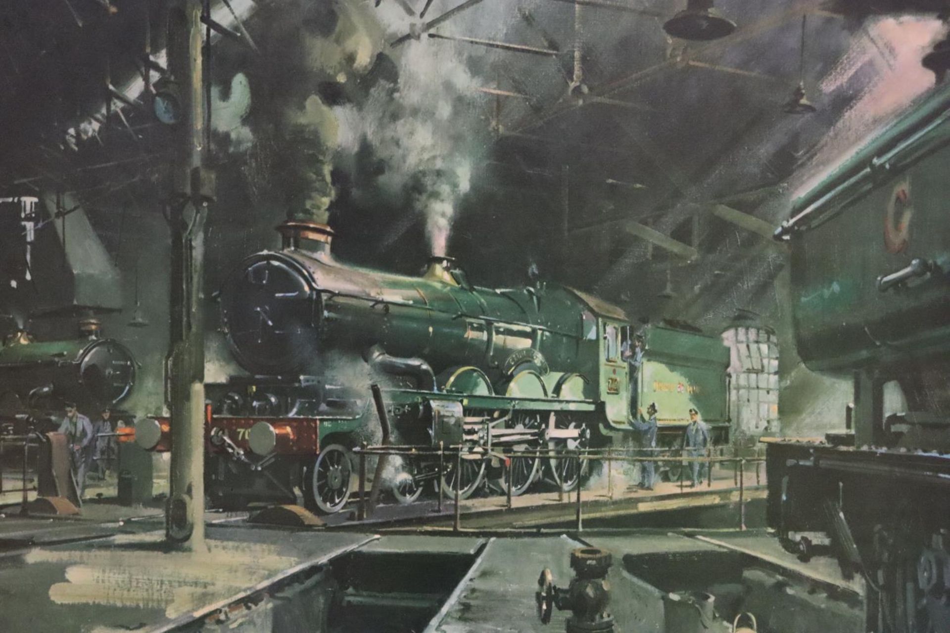 A LARGE 1960'S CUNEO PRINT OF STEAM ENGINES - Image 2 of 4