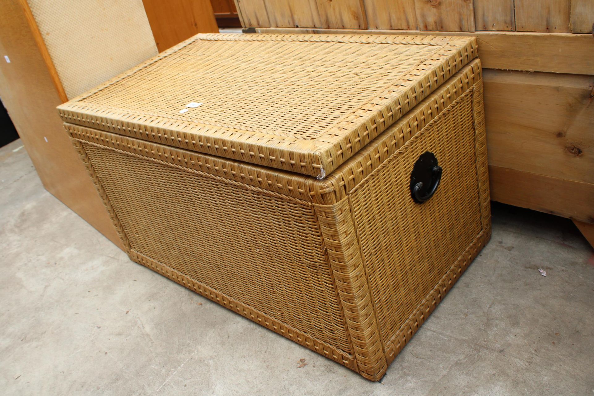 A MODERN WICKER BLANKET CHEST, 36" X 20"