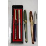 A COLLECTION OF VINTAGE PENS TO INCLUDE A SHEAFFER - 5 IN TOTAL