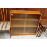 A RETRO OAK BOOKCASE WITH TWO SLIDING DOORS 36" WIDE