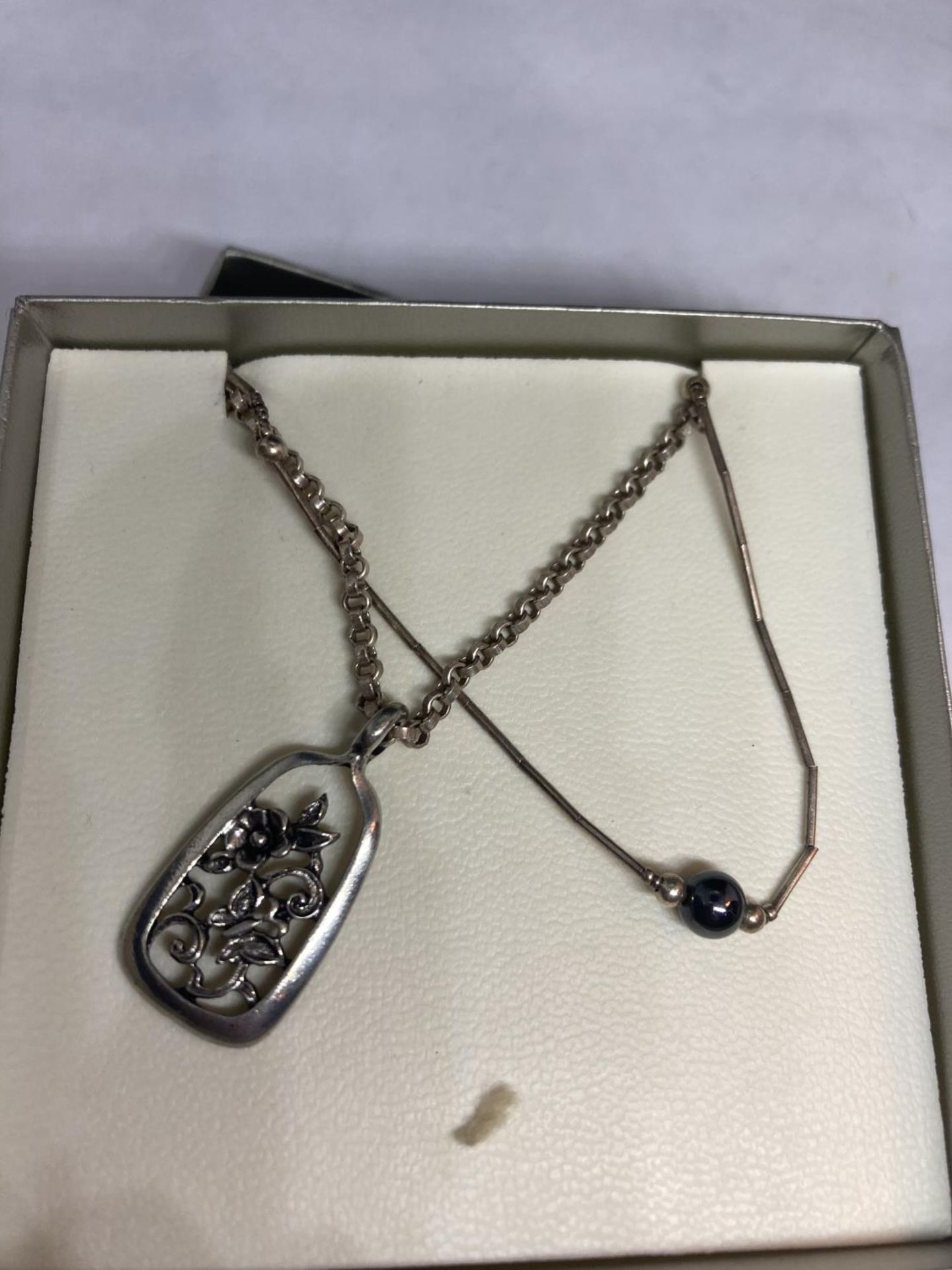 TWO SILVER NECKLACES IN A BOX - Image 2 of 2