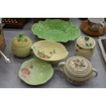 A QUANTITY OF VINTAGE POTTERY TO INCLUDE CARLTON WARE, CROWN DEVON, ETC, PRESERVE POTS AND BOWLS