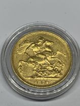 AN 1874 GOLD SOVEREIGN QUEEN VICTORIA YOUNG HEAD, SYDNEY MINT