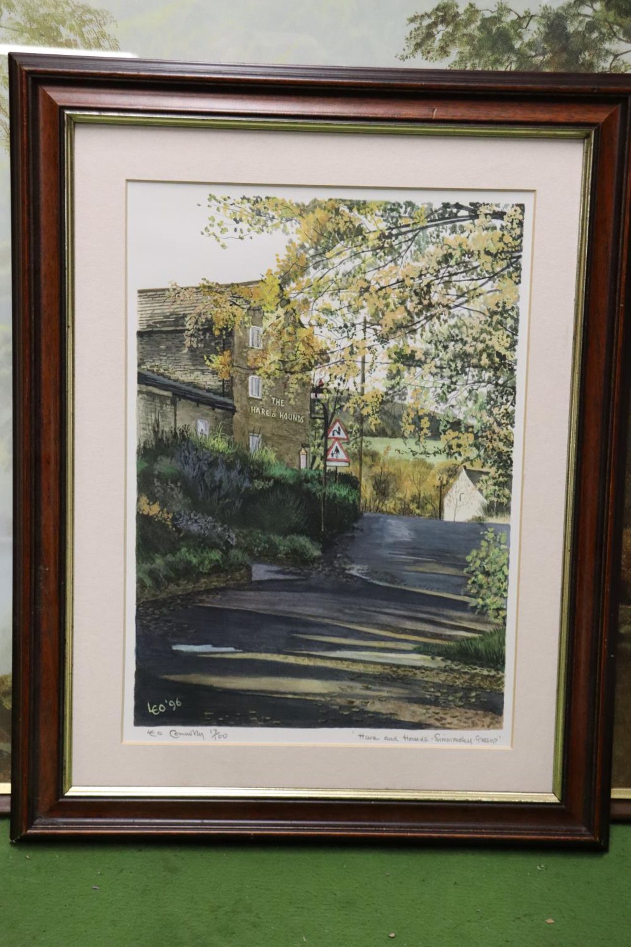 TWO FRAMED PRINTS TO INCLUDE A LIMITED EDITION 17/100, 'THE HARE AND HOUNDS, SIMMONDLEY, GLOSSOP', - Image 2 of 6