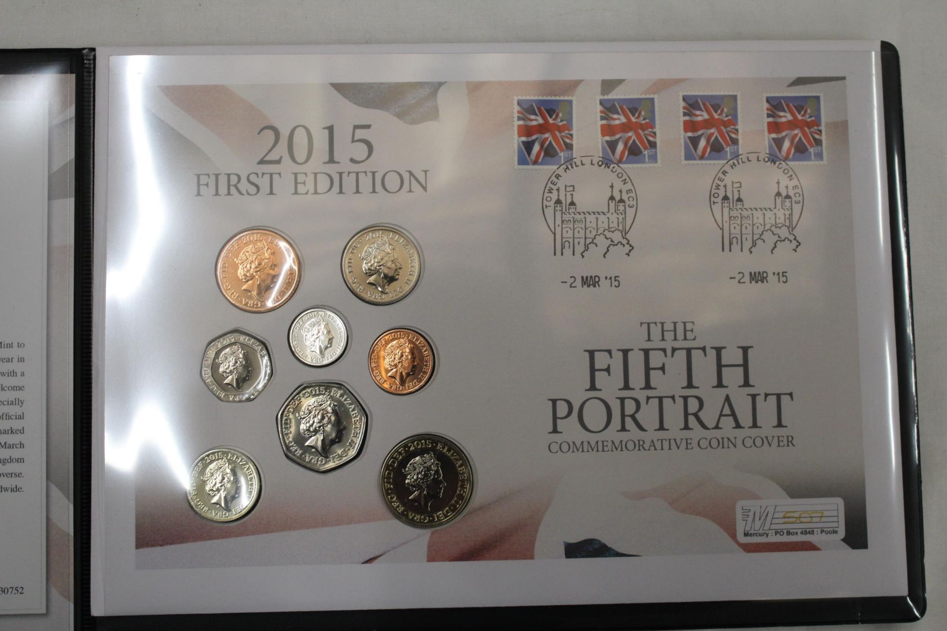 A 2015 FIRST EDITION FIFTH PORTRAIT COMMEMORATIVE COIN COVER WITH CERTIFICATE OF AUTHENTICITY - Image 3 of 4