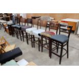 EIGHT VARIOUS HIGH BACK STOOLS