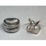 TWO SILVER DRESS RINGS