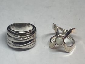 TWO SILVER DRESS RINGS