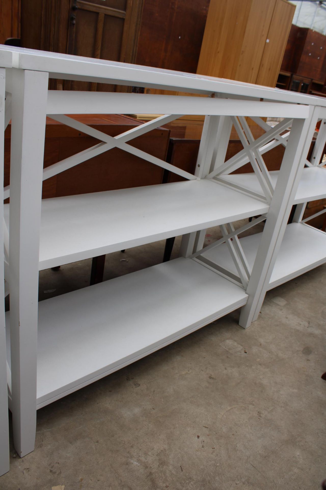 A WHITE OPEN STORAGE SHELF, 44" X 18" - Image 2 of 2