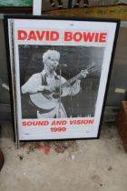 A FRAMED DAVID BOWIE SOUND AND VISION 1990 POSTER