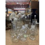 A MIXED LOT OF GLASS LABORATORY BOTTLES