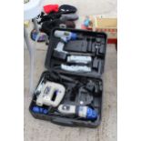 A CASED EINHELL POWER TOOL SET COMPRISING OF A JIGSAW, SANDER, DRILL AND GRINDER
