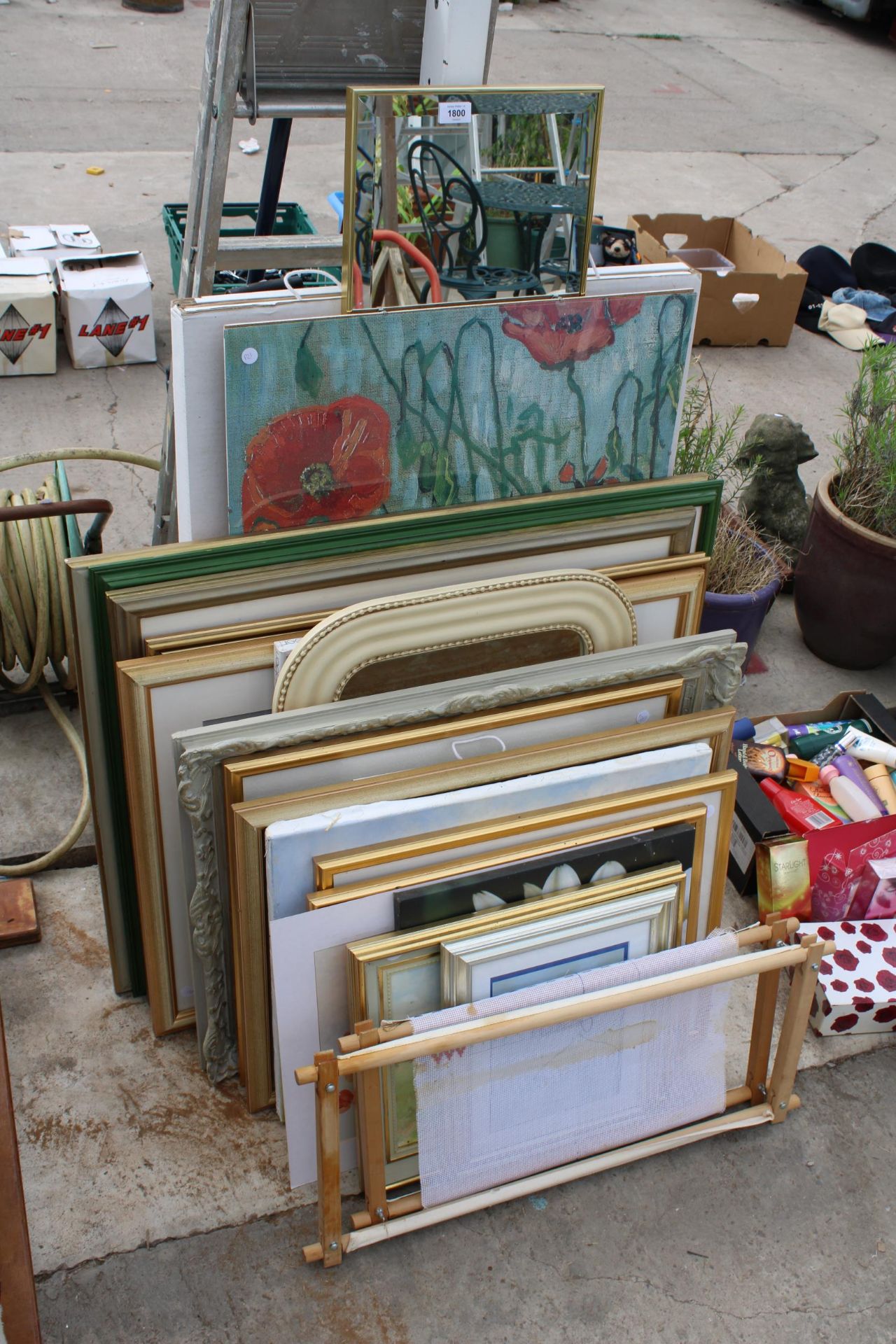 A LARGE ASSORTMENT OF FRAMED PICTURES AND MIRRORS ETC