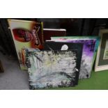 A QUANTITY OF CANVASSES TO INCLUDE ONE OIL ON BOARD OF ABSTRACT ART