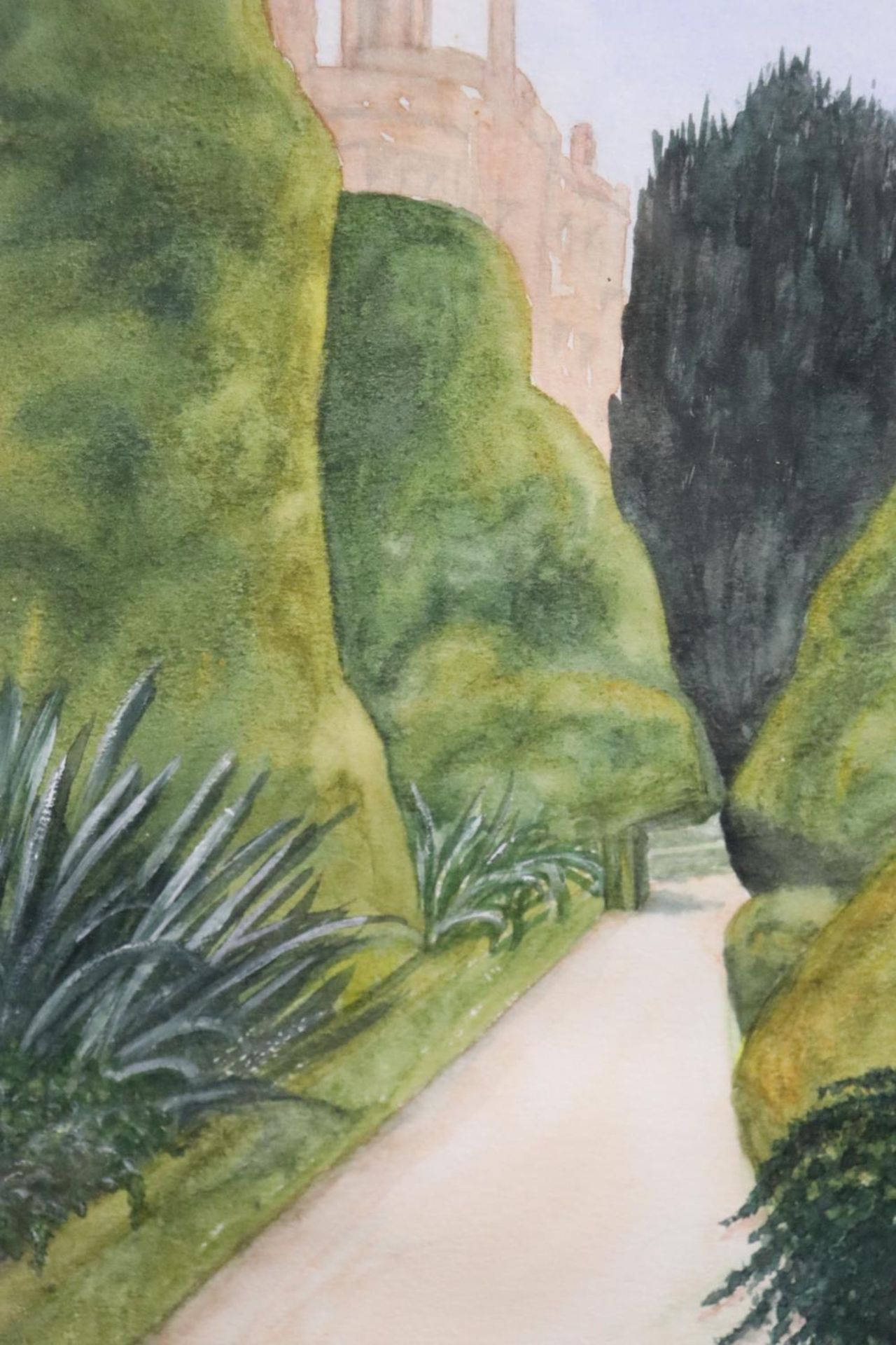 A 1937, SIGNED RUTH WRIGHT, WATERCOLOUR, 'THE PATH TO POWYS CASTLE' - Image 3 of 4