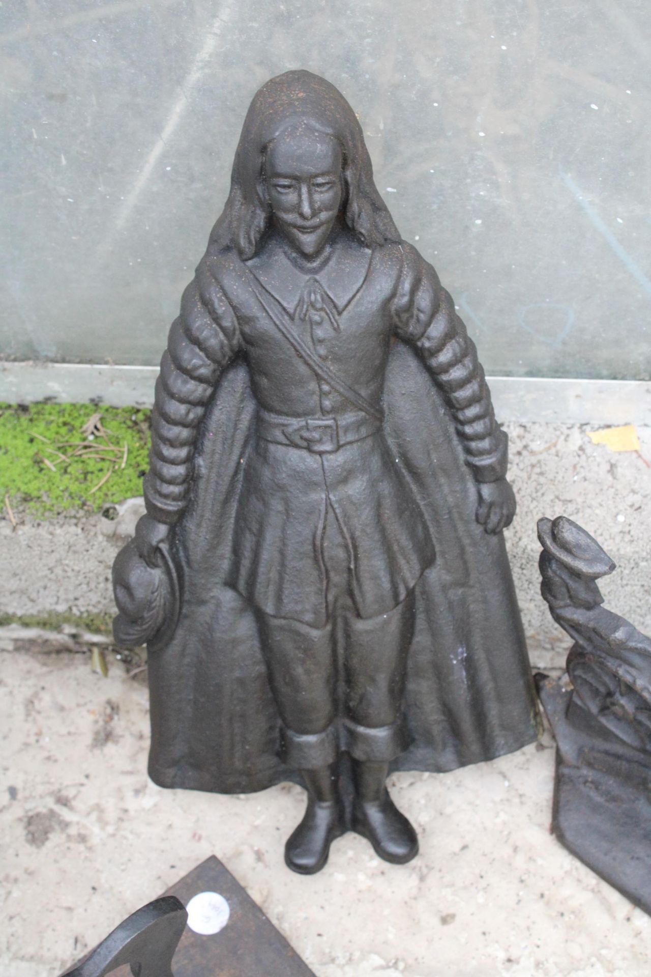 TWO CAST IRON HORSE DOOR STOPS AND A CAST IRON MALE FIGURE - Image 2 of 3