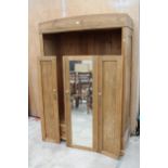 A PINE CONTINENTAL STYLE MIRROR DOOR WARDROBE WITH TWO DRAWERS TO BASE, 51" WIDE