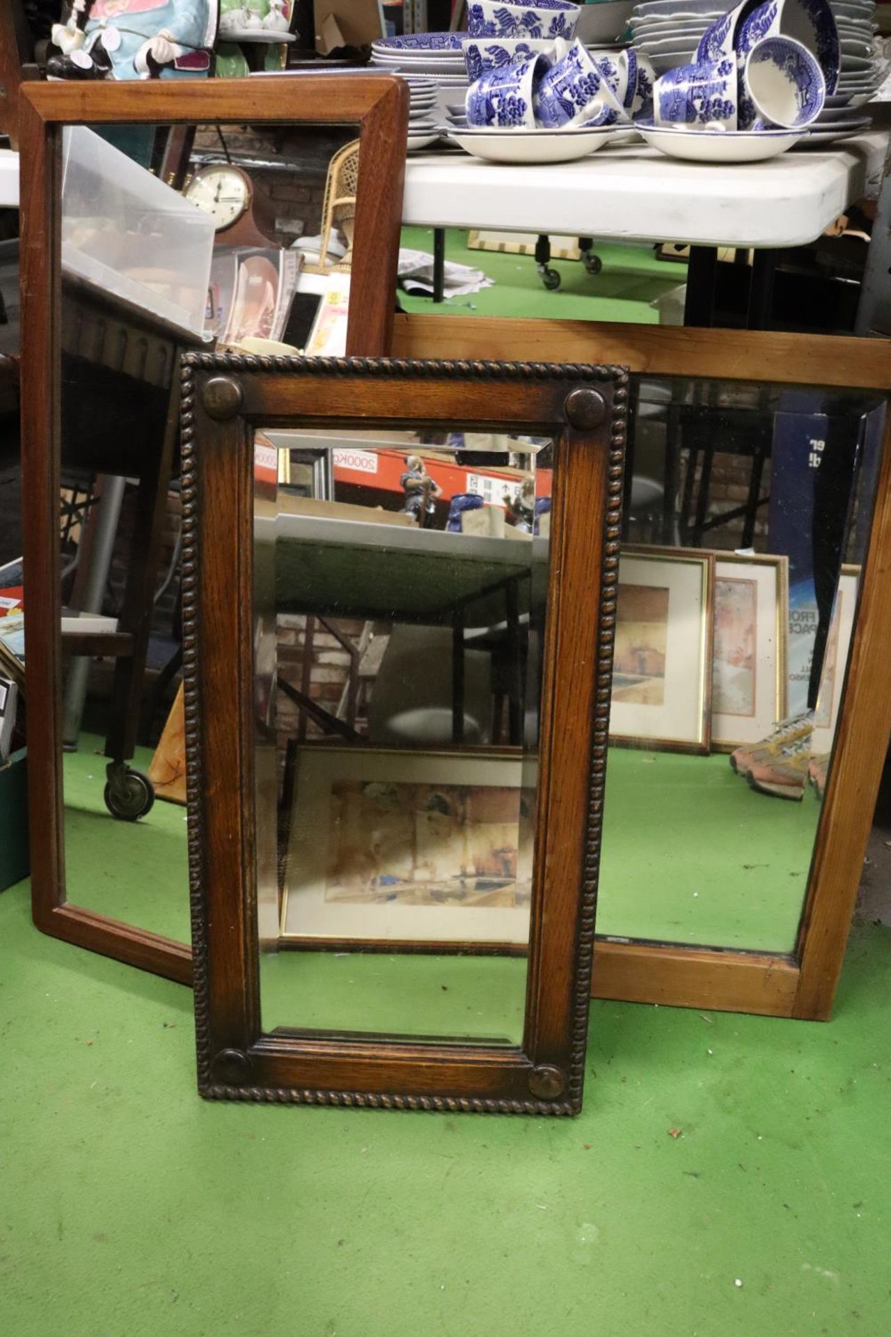 THREE WOODEN FRAMED VINTAGE MIRRORS - Image 2 of 5