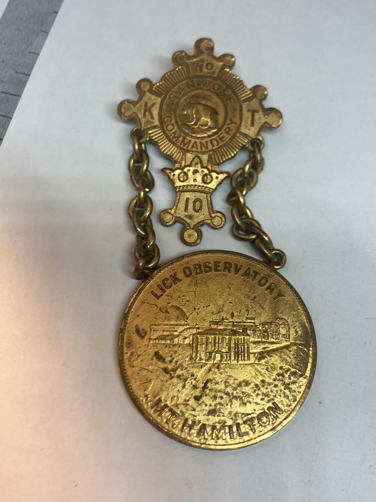 THREE COMMEMORATIVE MEDALS TO INCLUDE LICK OBSERVATORY 1904, ETC - Image 2 of 7