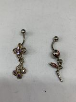 TWO SILVER BELLY BUTTON FOBS