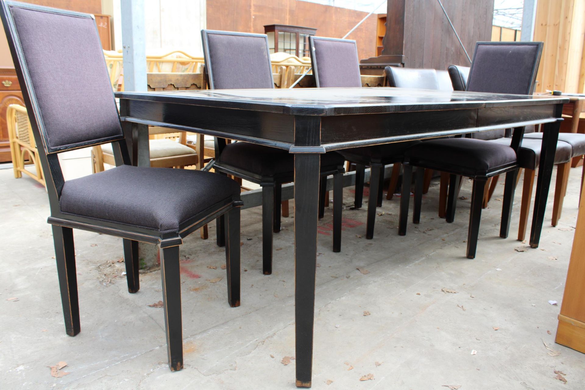 A LAURA ASHLEY HENSHAW EXTENDING DINING TABLE 69" X 45" (LEAF 19.5") AND FOUR DINING CHAIRS WITH - Image 4 of 4