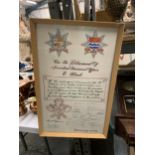 A VINTAGE LONDON FIRE BRIGADE MULTI SIGNED CERTIFICATE IN FRAME