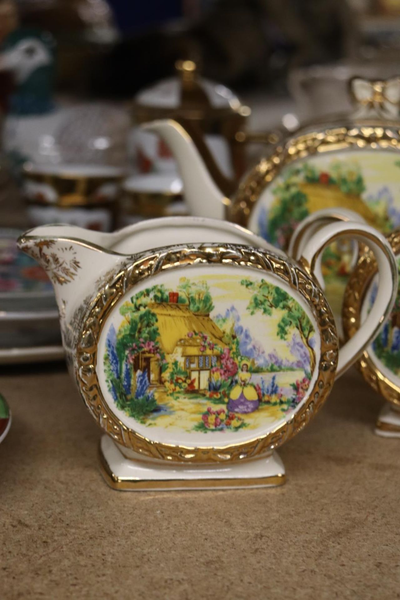 A VINTAGE SADLER TEAPOT, SUGAR BOWL AND CREAM JUG - Image 2 of 3