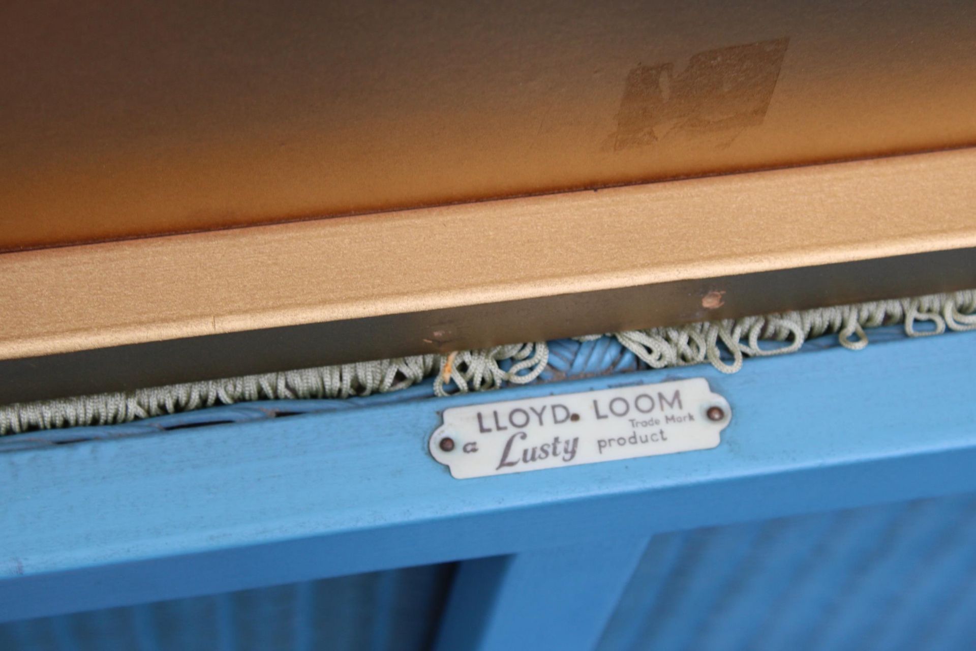 TWO LLOYD LOOM BLANKET CHESTS WITH UPHOLSTERED TOPS - Image 4 of 4