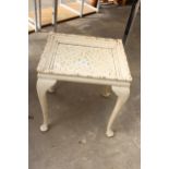 A MODERN PICTURE FRAME TABLE ON CABRIOLE LEGS, 16" X 14"