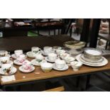 A LARGE QUANTITY OF VINTAGE CHINA CUPS AND SAUCERS TO INCLUDE ROYAL STAFFORD, COLCLOUGH, QUEEN ANNE,