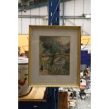 AN 1867 WATERCOLOUR (BY THE RIVER) SIGNED WILLIAM CRANE