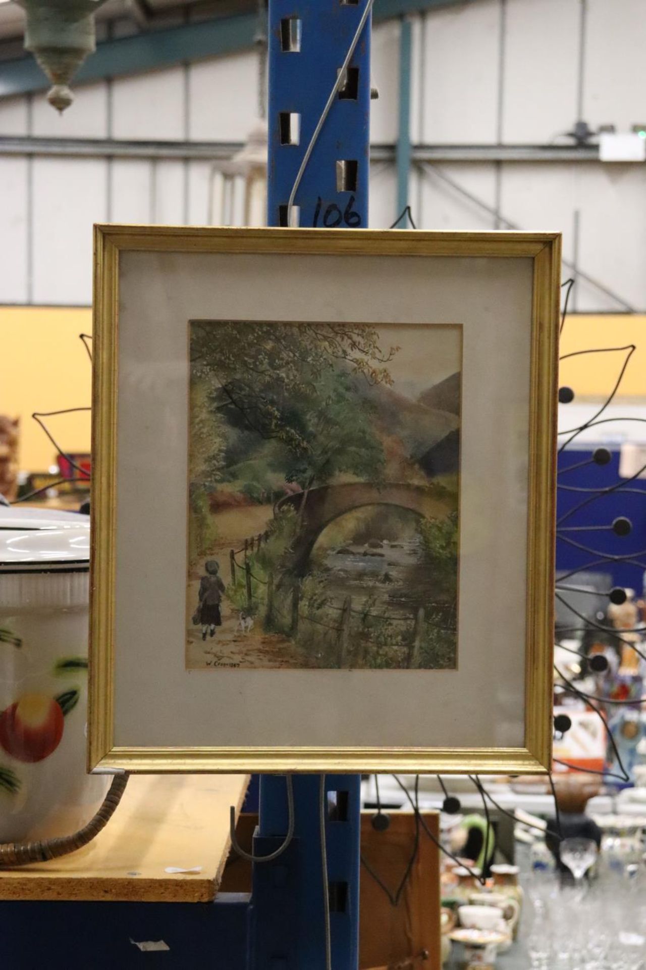 AN 1867 WATERCOLOUR (BY THE RIVER) SIGNED WILLIAM CRANE