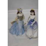 A ROYAL DOULTON FIGURE "MICHELLE" HN 4158 AND A ROYAL WOICESTER FIGURE "LOUISE"