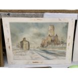 A WATERCOLOUR ON CARD OF LIVERPOOL ANGLICAN CHURCH ON ST JAMES ROAD, SIGNED BRIAN 'R' ENTWISTLE