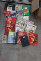 AN ASSORTMENT OF ANNUALS AND BOOKS TO INCLUDE EAGLE AND RUPERT ETC