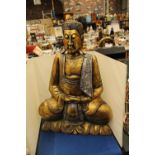 A LARGE GILDED MEDIATING BUDDAH FIGURE 24" TALL