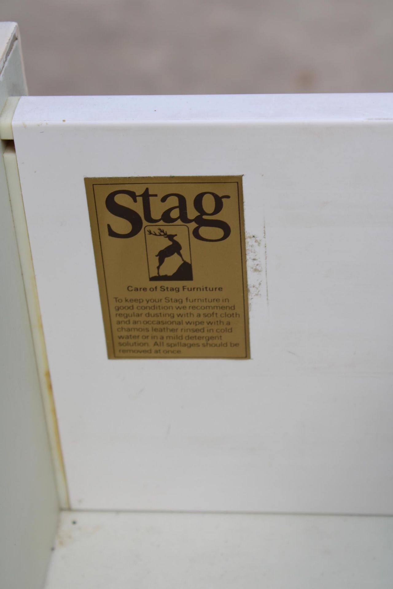 A WHITE PAINTED STAG CHEST OF THREE DRAWERS, 22" WIDE - Image 3 of 3