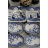 SIX ORIENTAL BLUE AND WHITE PLATES/BOWLS