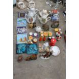 AN ASSORTMENT OF CERAMIC ITEMS TO INCLUDE TILES, TEAPOTS AND CRUET SETS ETC