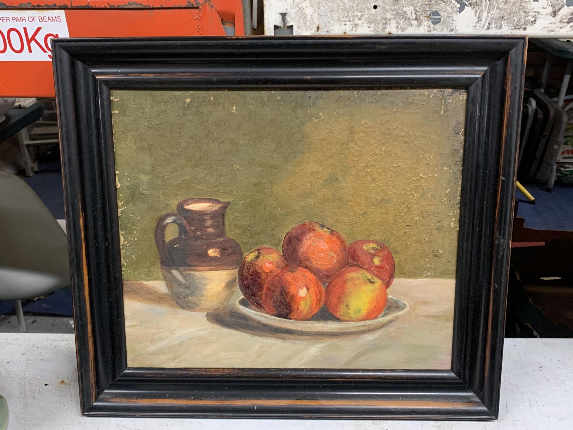 THREE STILL LIFE OIL PAINTINGS, ONE OF SUNFLOWERS, TWO OF FRUIT, FRAMED - Image 3 of 3