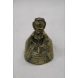 A VINTAGE BRASS BELL MODELLED AS A VICTORIAN WOMAN