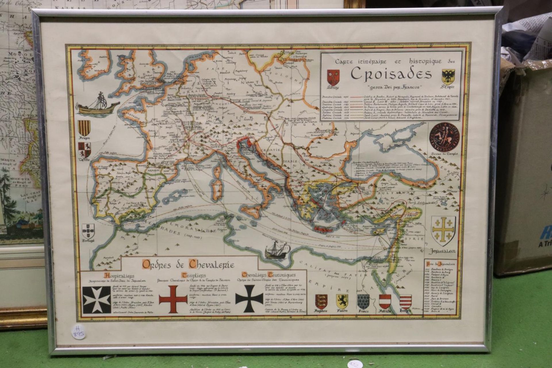 TWO FRAMED MAPS TO INCLUDE A MAP OF CHINA PLUS THE CRUSADES - Image 2 of 4