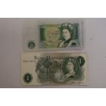 A SELECTION OF QE11 £1 BANKNOTES , X 14 , UNCIRCULATED. 5 PAIRS ARE CONSECUTIVE